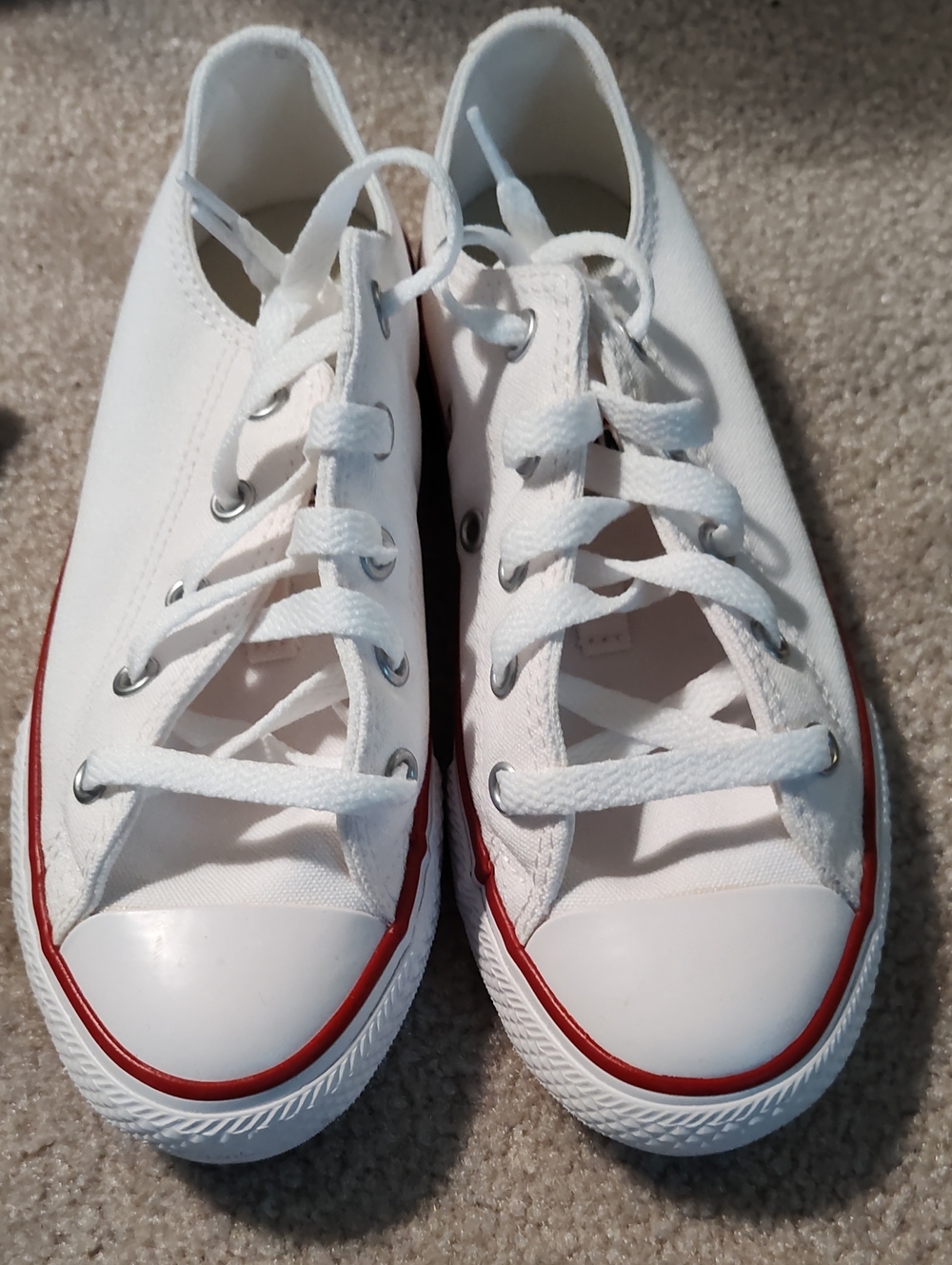 Converse White Canvas Kids Sneakers with Red Trim